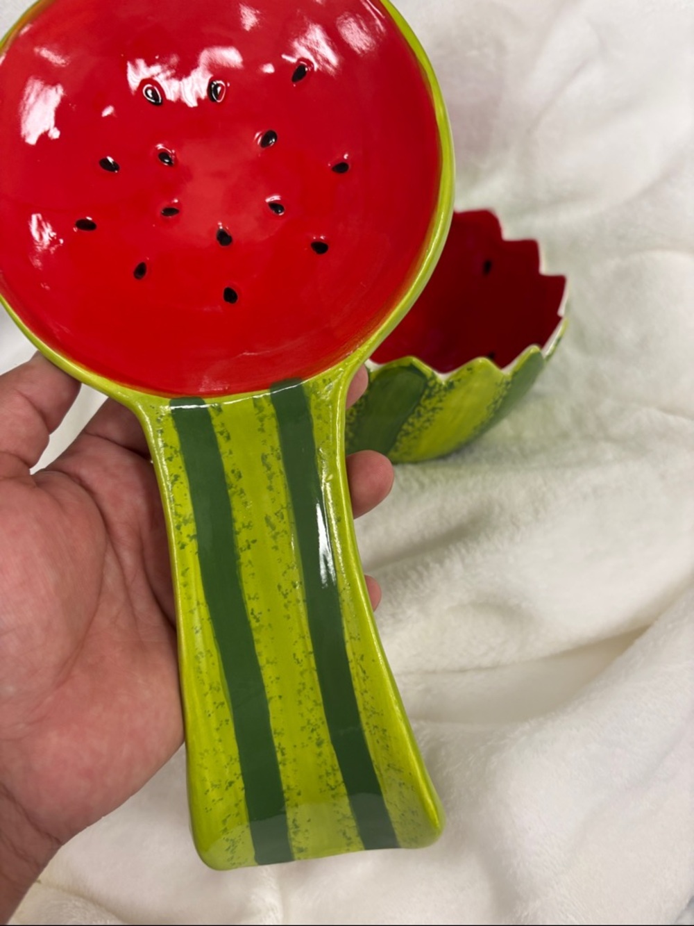Watermelon Ceramic Spoon Rest and Dip Bowl Set - Picture 7 of 8